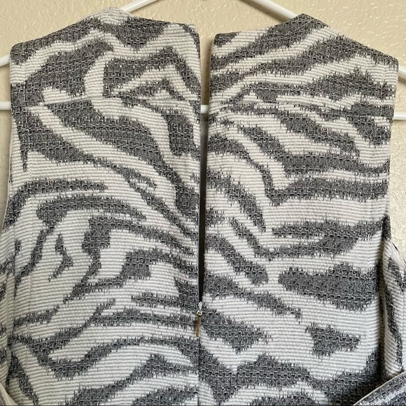HUGO BOSS Dakola Gray Jacquard Zebra Stripe Shift Dress Wool Blend - Picture 7 of 14